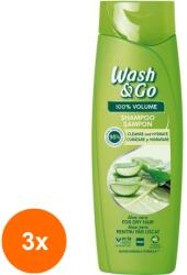 Wash&Go Set 3 x Sampon Wash&Go cu Extract de Aloe Vera, 360 ml