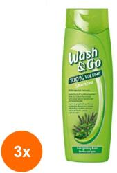 Wash&Go Set 3 x Sampon Wash&Go cu Extract de Ierburi, pentru Par Gras, 360 ml