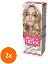 LONCOLOR Set 3 x Vopsea de Par Permanenta Loncolor Ultra 10.1 Blond Cenusiu Deschis, 100 ml