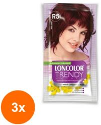 LONCOLOR Set 3 x Vopsea de Par Semi-Permanenta fara Amoniac Loncolor Trendy Colors R5 Soul Red, 50 ml