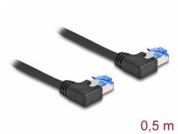 Delock Cablu de retea RJ45 Cat. 6A SFTP LSOH unghi 90 grade stanga 0.5m Negru, Delock 80209 (80209)