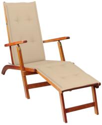 vidaXL Șezlong exterior, suport picioare și pernă, lemn masiv acacia (3064017) - comfy