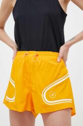 adidas by Stella McCartney pantaloni scurți de alergare TruePace culoarea portocaliu, cu imprimeu, high waist PPYX-SZD0KD_22X