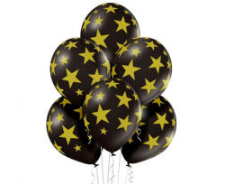 Godan Black Star, Csillagos léggömb, lufi szett 6 db-os 30 cm (12 inch) (MLG000313)