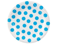 Godan Sky Blue Polka Dot, Pöttyös papírtányér 6 db-os 18 cm (MLG156409)