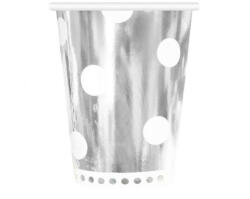 Godan B&C Polka Dots Silver, Ezüst papír pohár 6 db-os 266 ml (MLG128178)