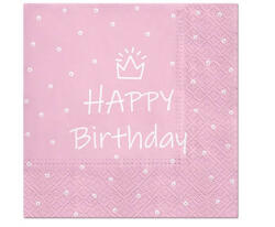  Happy Birthday Light Pink szalvéta 20 db-os 33x33 cm (MLG815702)