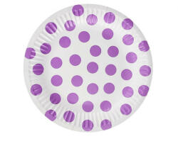 Godan Lavender Polka Dot, Pöttyös papírtányér 6 db-os 18 cm (MLG156423)
