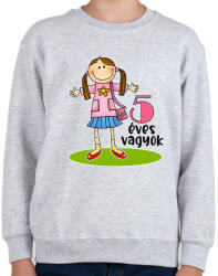 printfashion 5 éves vagyok" kislányoknak - Gyerek pulóver - Sport szürke (13460851)