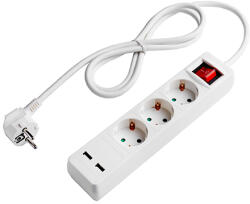 OPTONICA 3 Plug + 2 USB 1,5 m Switch (7615)