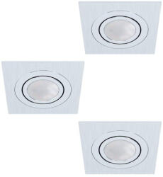 EGLO Areitio Lampă cu LED incastrabil GU10, 3x5W, aluminiu șlefuit, reglabil, IP20 98637 (98637)