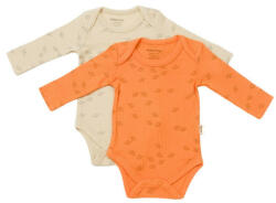 BabyCosy Set 2 body-uri cu maneca lunga Printed, BabyCosy, 50% modal+50% bumbac, Stone/Apricot (Marime: 9-12 luni) (BC-CSYM11317-9) - babyneeds