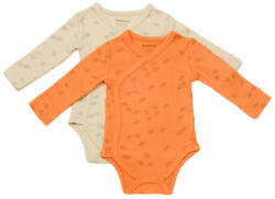 BabyCosy Set 2 body-uri petrecute Printed, BabyCosy, 50% modal+50% bumbac, Stone/Apricot (Marime: 0-3 Luni) (BC-CSYM11320-0) - babyneeds