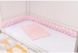 Paturica fermecata Aparatori impletite bumbac 100% culoare roz pentru pat casuta 290 cm (PF4695)