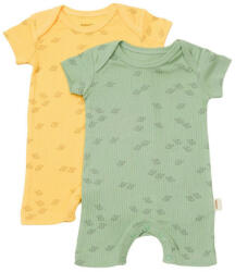 BabyCosy Set 2 salopete scurte Printed, BabyCosy, 50% modal+50% bumbac, Lamaie/Verde (Marime: 9-12 luni) (BC-CSYM11426-9) - babyneeds