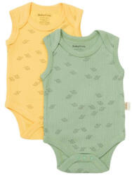 BabyCosy Set 2 body-uri fara maneci Printed, BabyCosy, 50% modal+50% bumbac, Lamaie/Verde (Marime: 6-9 luni) (BC-CSYM11116-6) - babyneeds