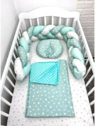 Deseda Lenjerie de pat 120x60 cm cu aparatoare împletită 180 cm Mix Stelute Gri (4697) Lenjerii de pat bebelusi‎, patura bebelusi
