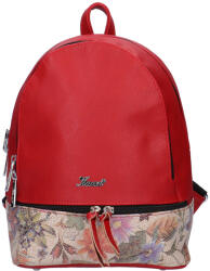 Karen Milton piros-bézs színes virágos rostbőr női hátizsák (9285-piros-bezs-szines-virag-barokk)