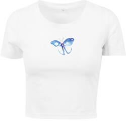 Mr. Tee Ladies Butterfly Cropped Tee white