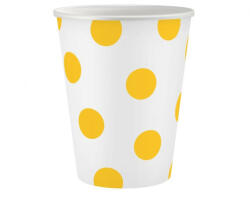 Godan Yellow Polka Dots, Sárga papír pohár 6 db-os 250 ml MLG156805