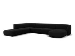 Micadoni Coltar modular Miley in forma de U cu tapiterie din catifea si colt pe partea stanga, negru (MIC_UL_51_F1_MILEY5)