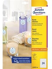 AVERY L3415-10 40mm átmérőjű 240db-os fehér kör alakú öntapadó etikett (L3415-10) - bestbyte