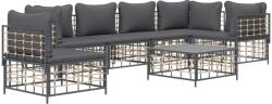 vidaXL Set mobilier de grădină cu perne, 7 piese, antracit, poliratan (3186767)