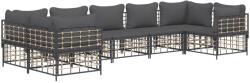 vidaXL Set mobilier de grădină cu perne, 7 piese, antracit, poliratan (3186801)