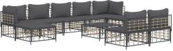vidaXL Set mobilier de grădină cu perne, 10 piese, antracit, poliratan (3186805)