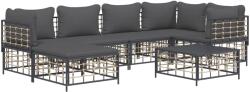 vidaXL Set mobilier de grădină cu perne, 7 piese, antracit, poliratan (3186773)
