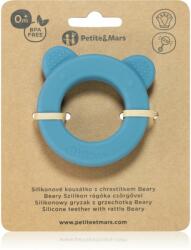 Petite&Mars Beary jucărie pentru dentiție cu zornăitoare Petrol Blue 0 m+ 1 buc