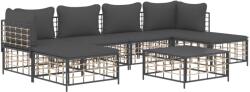vidaXL Set mobilier de grădină cu perne, 7 piese, antracit, poliratan (3186781)