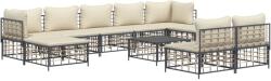 vidaXL Set mobilier de grădină cu perne, 10 piese, antracit, poliratan (3186804)