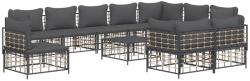 vidaXL Set mobilier de grădină cu perne, 11 piese, antracit, poliratan (3186807)