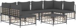 vidaXL Set mobilier de grădină cu perne, 7 piese, antracit, poliratan (3186789)