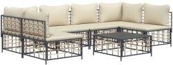 vidaXL Set mobilier de grădină cu perne, 7 piese, antracit, poliratan (3186788)