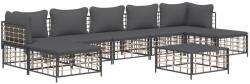 vidaXL Set mobilier de grădină cu perne, 8 piese, antracit, poliratan (3186785)
