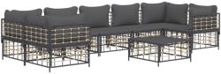 vidaXL Set mobilier de grădină cu perne, 8 piese, antracit, poliratan (3186803)