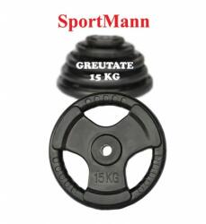 Sportmann Greutate cauciucata 15kg/31mm Sportmann (SM1139) - sport-mag