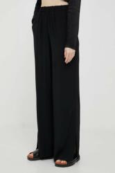 Sisley pantaloni femei, culoarea negru, drept, high waist PPYX-SPD0IC_99X