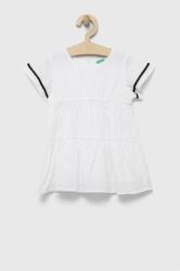 United Colors of Benetton rochie fete culoarea alb, mini, evazati PPYX-SUG08F_00X