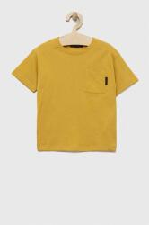 Sisley tricou de bumbac pentru copii culoarea galben, cu imprimeu PPYX-TSB08O_11X