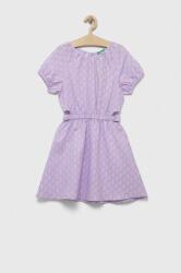 United Colors of Benetton rochie din in pentru copii culoarea violet, mini, evazati PPYX-SUG08H_04X