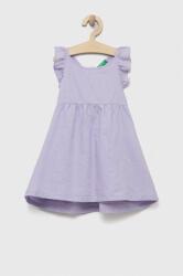 United Colors of Benetton rochie din in pentru copii culoarea violet, mini, evazati PPYX-SUG084_04X