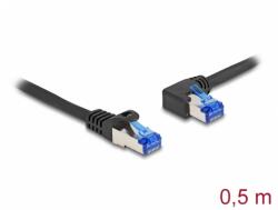 Delock Cablu de retea RJ45 Cat. 6A SFTP LSOH drept/unghi 90 grade stanga 0.5m Negru, Delock 80217 (80217)