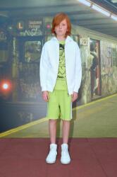 Sisley pantaloni scurți din bumbac pentru copii culoarea verde, talie reglabila PPYX-SZB05D_71X
