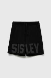 Sisley pantaloni scurți din bumbac pentru copii culoarea negru, talie reglabila PPYX-SZB05C_99X