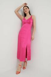 Benetton rochie culoarea roz, midi, evazati PPYX-SUD1FP_43X