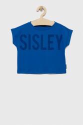 Sisley tricou de bumbac pentru copii culoarea albastru marin PPYX-TSG09R_59X