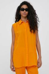 Sisley camasa femei, culoarea portocaliu, cu guler clasic, relaxed PPYX-KDD0CK_22X